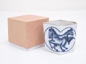 京焼　染付菱馬蓋置